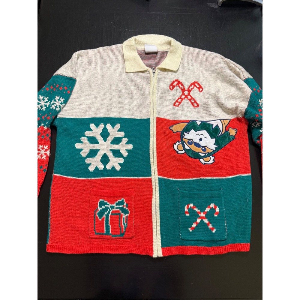 Star Wars Spirit Jersey Ewok Holiday Full Zip Cardigan Sweater Mens XXL Red